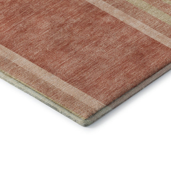 HomeRoots 8' Salmon and Beige Geometric Round Rug - Washable, UV-Protected, Stain-Resistant for Any Space 647923