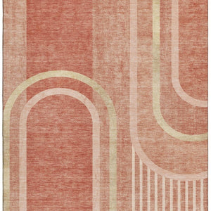 HomeRoots 10' X 14' Salmon Beige Geometric Washable Area Rug - UV Protected, Durable, Stylish for Busy Homes 647926