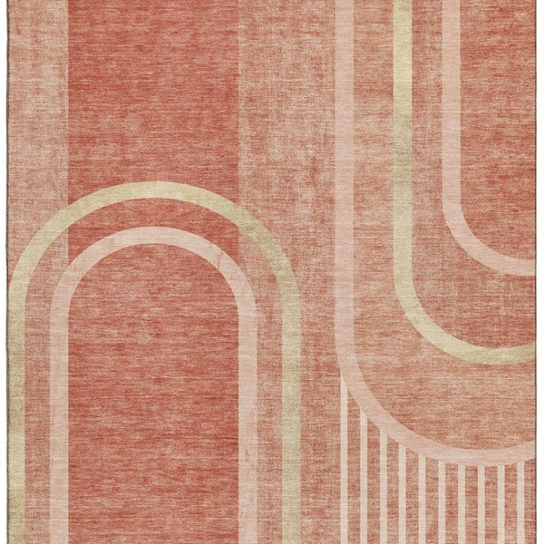 HomeRoots 10' X 14' Salmon Beige Geometric Washable Area Rug - UV Protected, Durable, Stylish for Busy Homes 647926