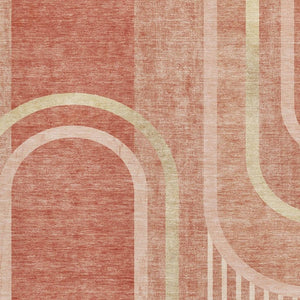 HomeRoots 10' X 14' Salmon Beige Geometric Washable Area Rug - UV Protected, Durable, Stylish for Busy Homes 647926