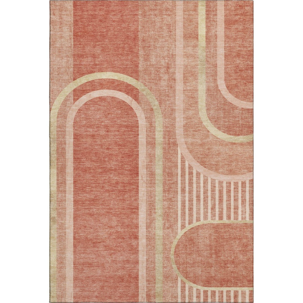 HomeRoots 10' X 14' Salmon Beige Geometric Washable Area Rug - UV Protected, Durable, Stylish for Busy Homes 647926