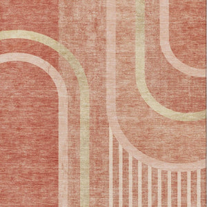 HomeRoots 10' X 14' Salmon Beige Geometric Washable Area Rug - UV Protected, Durable, Stylish for Busy Homes 647926