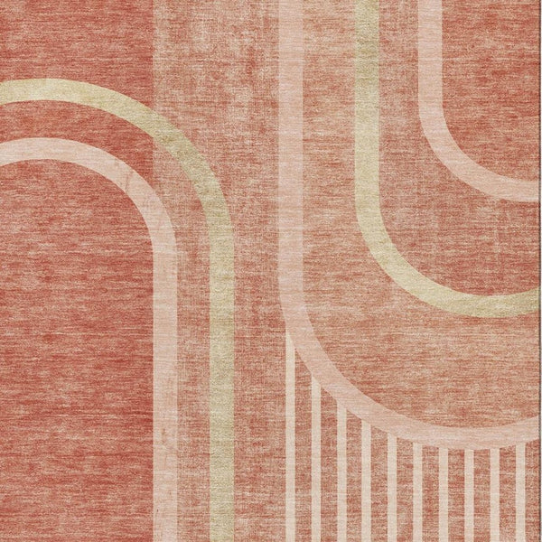 HomeRoots 10' X 14' Salmon Beige Geometric Washable Area Rug - UV Protected, Durable, Stylish for Busy Homes 647926