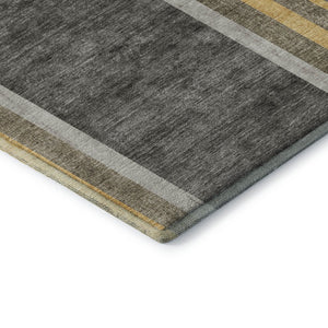 HomeRoots 5' X 8' Taupe and Gold Geometric Area Rug - Washable, UV-Protected, and Stain-Resistant Design 647928