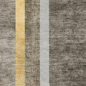 HomeRoots 5' X 8' Taupe and Gold Geometric Area Rug - Washable, UV-Protected, and Stain-Resistant Design 647928