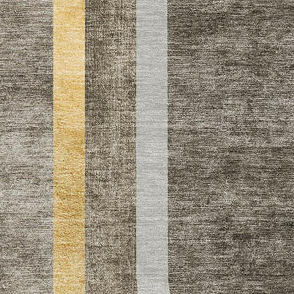 HomeRoots 5' X 8' Taupe and Gold Geometric Area Rug - Washable, UV-Protected, and Stain-Resistant Design 647928
