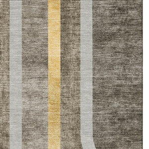 HomeRoots 8' X 10' Taupe and Gold Geometric Area Rug - Stylish, Washable, UV-Protected for Modern Homes 647930
