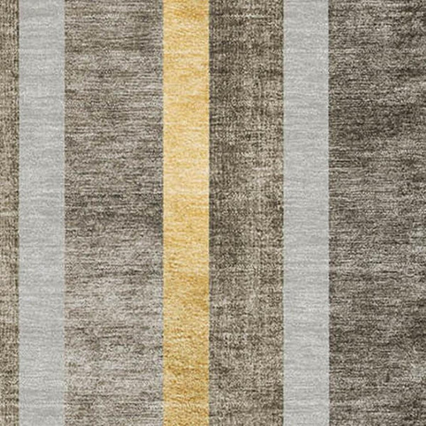HomeRoots 9' X 12' Taupe and Gold Geometric Area Rug – Durable, Washable, UV-Protected for Stylish Living Spaces 647931