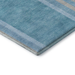 HomeRoots 8' X 10' Washable Teal & Khaki Geometric Area Rug with UV Protection - Durable, Stain-Resistant Design 647936