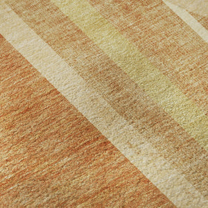 HomeRoots 8' Modern Terra Cotta & Gold Geometric Washable Round Rug with UV Protection for Any Space 647941