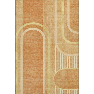 HomeRoots 8' X 10' Stylish Terra Cotta & Gold Geometric Area Rug - Washable, UV Protected, Stain Resistant 647942