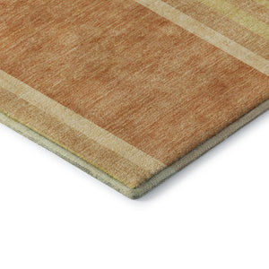 HomeRoots 9' X 12' Terra Cotta & Gold Geometric Washable Area Rug - UV Protected, Durable, Family-Friendly Design 647943