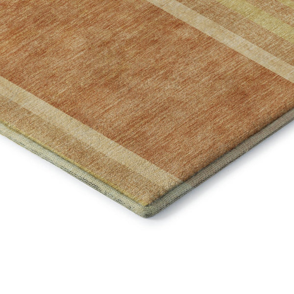 HomeRoots 9' X 12' Terra Cotta & Gold Geometric Washable Area Rug - UV Protected, Durable, Family-Friendly Design 647943