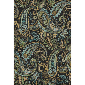 HomeRoots 8' X 10' Washable Paisley Area Rug in Black, Blue & Green - UV Protected, Durable, Stylish Home Decor 647954