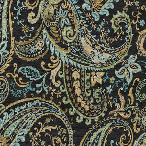 HomeRoots 10' X 14' Washable Paisley Area Rug in Black, Blue, and Green – Stylish, Stain-Resistant, UV Protected! 647956