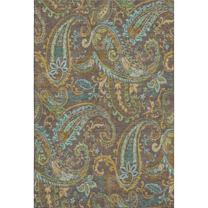 HomeRoots 5' X 8' Washable Paisley Area Rug in Chocolate, Blue & Green - UV Protected, Durable & Stylish 647958