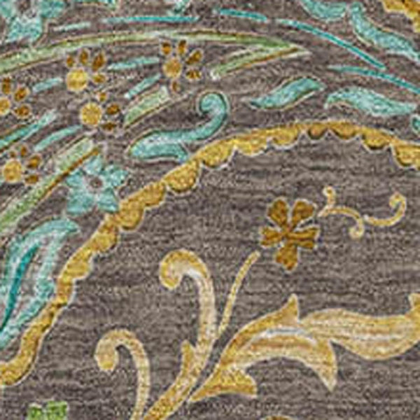 HomeRoots 8' X 10' Washable Paisley Area Rug in Chocolate, Blue & Green - UV Protection & Stain-Resistant! 647960