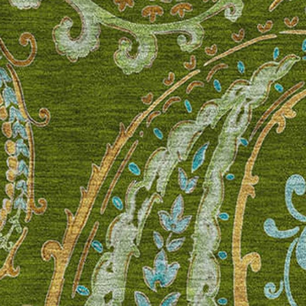 HomeRoots 5' X 8' Green and Blue Paisley Washable Area Rug with UV Protection - Perfect for High-Traffic Spaces! 647970