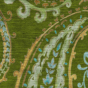 HomeRoots 8' X 10' Green & Blue Paisley Washable Area Rug - Durable, UV-Protected, Perfect for High-Traffic Spaces! 647972
