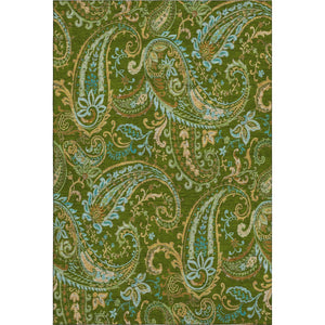 HomeRoots 9' X 12' Stylish Green and Blue Paisley Washable Area Rug with UV Protection for High-Traffic Spaces 647973