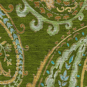 HomeRoots 9' X 12' Stylish Green and Blue Paisley Washable Area Rug with UV Protection for High-Traffic Spaces 647973