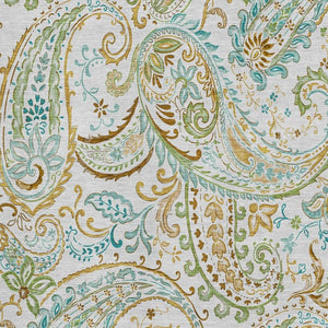 HomeRoots 9' X 12' Durable Ivory Blue Green Paisley Area Rug - Washable, Stain Resistant & UV Protected! 647979
