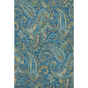 HomeRoots 9' X 12' Navy Green Gold Paisley Washable Area Rug – Durable, UV-Protected, Ideal for Homes with Kids 647985