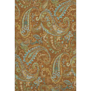 HomeRoots 8' X 10' Washable Paisley Area Rug in Rust, Blue & Green – UV Protected, Perfect for High-Traffic Spaces 647990