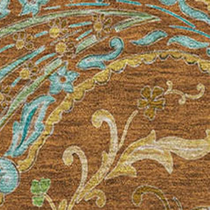 HomeRoots 8' X 10' Washable Paisley Area Rug in Rust, Blue & Green – UV Protected, Perfect for High-Traffic Spaces 647990