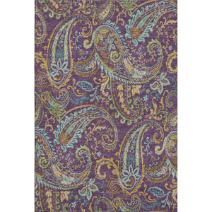 HomeRoots 8' X 10' Vibrant Paisley Area Rug in Purple, Green & Blue - Washable, UV Protected, Stain-Resistant! 647996