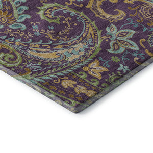 HomeRoots 8' X 10' Vibrant Paisley Area Rug in Purple, Green & Blue - Washable, UV Protected, Stain-Resistant! 647996