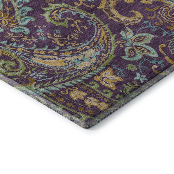 HomeRoots 8' X 10' Vibrant Paisley Area Rug in Purple, Green & Blue - Washable, UV Protected, Stain-Resistant! 647996
