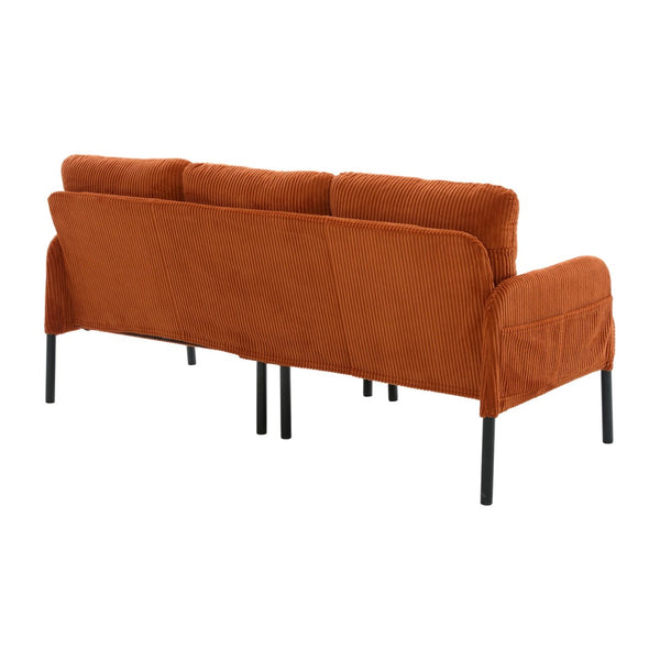 English Elm United We Win Corduroy Loveseat Plush Ergonomic Sofa with Spring Support Metal Legs Orange W1568P410045