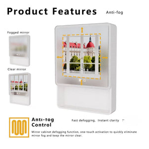 English Elm Led Medicine Cabinet with Anti-fog Mirror Warm Lighting Aluminum Wall Mount Bathroom W3083P451436
