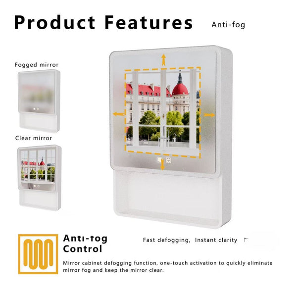 English Elm Led Medicine Cabinet with Anti-fog Mirror Warm Lighting Aluminum Wall Mount Bathroom W3083P451436