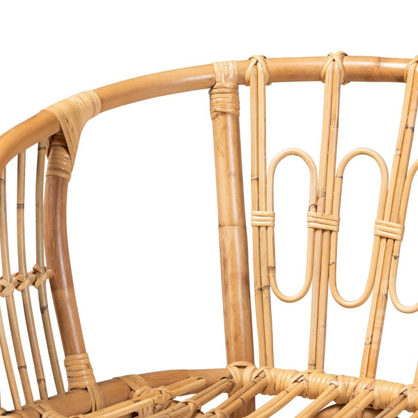 English Elm Modern Handwoven Rattan Dining Chair with Geometric Open Back for Bohemian Spaces B2750P470024
