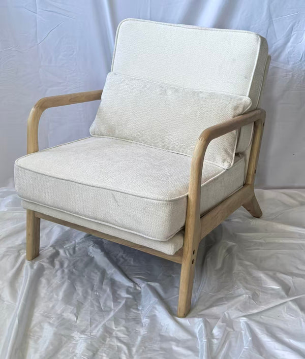 English Elm Mid-Century Modern Accent Chair - Vintage Luxury Upholstered Chair For Living Room & Bedroom Relaxation W1893P395615