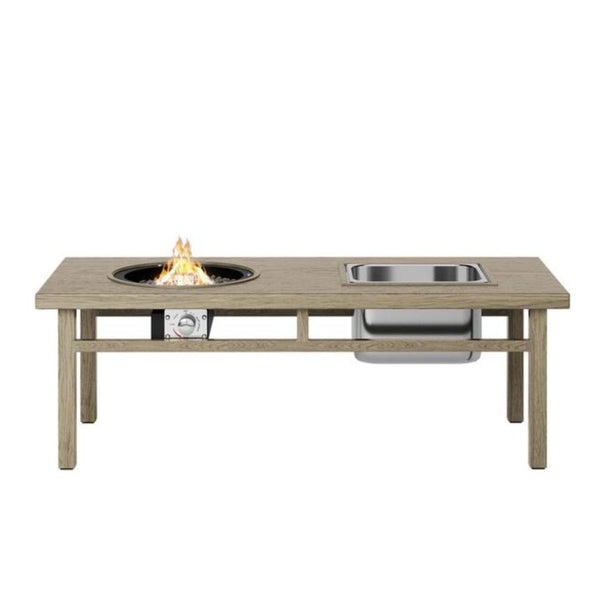 English Elm 47" Outdoor Aluminum Fire Pit Table 50000 Btu Propane with Ice Bucket Station Beige B082P454968
