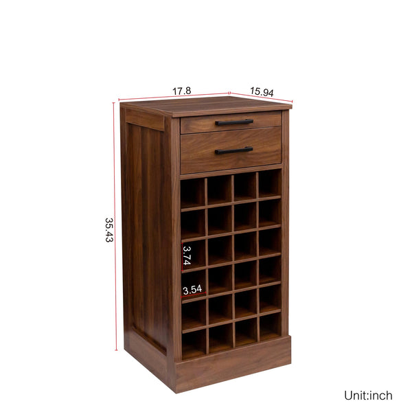 English Elm brown Modular 28-Bottle Wine Cabinet Buffet Cabinet - Dark Melamine Finish, 28-Slot Storage, Compact_x0015_ Walnut Brown W331P266135