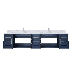English Elm Navy Luxe Double Bath Vanity 84" W x 22" D with Carrara Marble Top, Soft-Close Drawers & Chrome Faucet B2731P258755