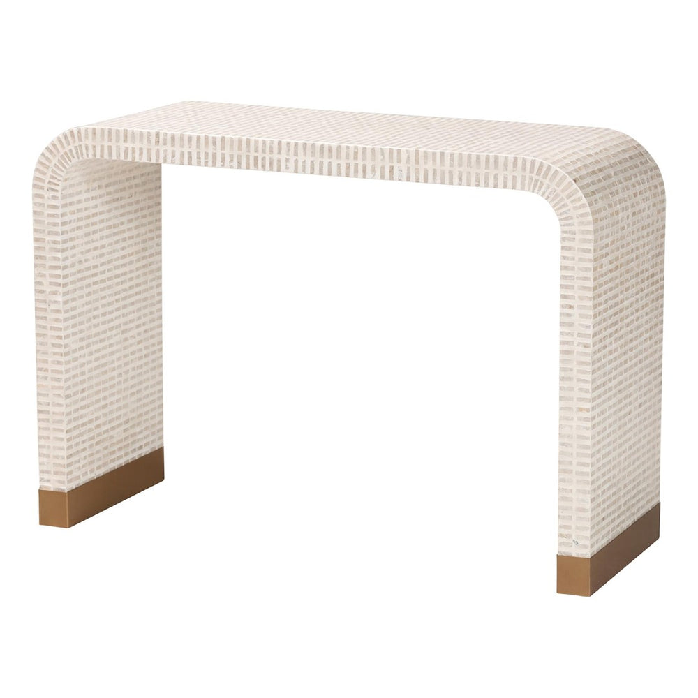 English Elm Bohemian Rattan Panel Acacia Wood Console Table with Open Shelf for Entryway B2750P421755