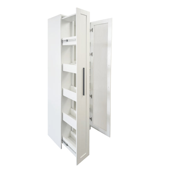 English Elm Kitchen Pantry Cabinet - Versatile Pull-Out Storage Shelf With Glass Doors For Farmhouse Charm & Organization W331S00189