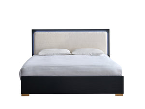 English Elm Steeler Full Panel Bed Led Backlit Headboard Teddy Upholstery Gold Accent Frame B078S00698
