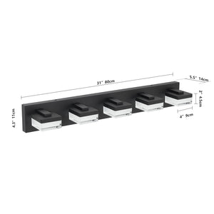 English Elm Bathroom Vanity Lights - 5-Light Modern Black Led Fixture For Stylish Indoor Illumination & Grooming W2312P374907