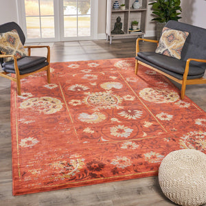 English Elm Christopher Knight Home® - Sedona6386E Multi 7.8x10.8 Abstract Red Gold Rug – Soft Polypropylene, Stain & Fade Resistant, USA-made 64800.00