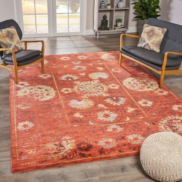 English Elm Christopher Knight Home® - Sedona6386E Multi 7.8x10.8 Abstract Red Gold Rug – Soft Polypropylene, Stain & Fade Resistant, USA-made 64800.00