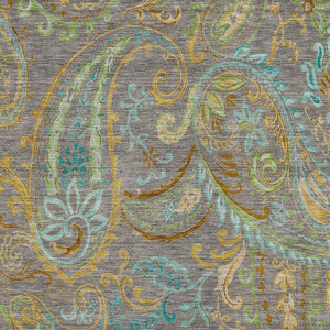 HomeRoots 5' X 8' Washable Paisley Area Rug in Taupe, Green & Blue – Stain Resistant, UV Protected & Stylish 648000