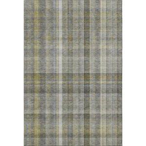 HomeRoots 5' X 8' Gray And Gold Plaid Washable Area Rug - Stylish, Durable, UV-Protected for Modern Living Spaces 648012