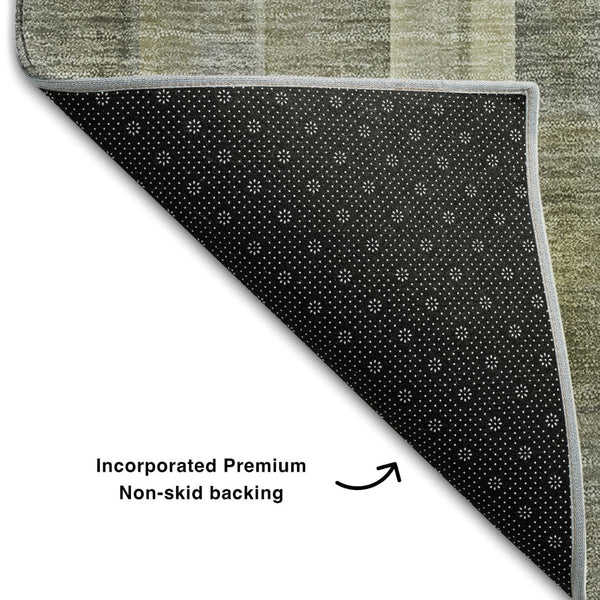 HomeRoots 9' X 12' Gray And Gold Plaid Washable Area Rug - Stain Resistant, UV Protected, Easy-Care Design 648015