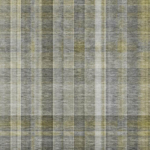 HomeRoots 9' X 12' Gray And Gold Plaid Washable Area Rug - Stain Resistant, UV Protected, Easy-Care Design 648015